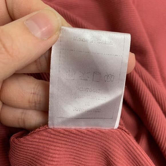 All Row Dress Womens M Medium Dusty Rose Ribbed Slit Short Sleeve Stretch Maxi - Picture 13 of 15